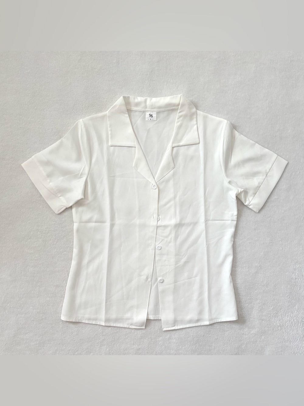 SHS White Short-Sleeve Button-Up Collar Shirt NWOT